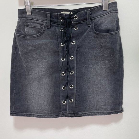 L’agence High Rise Lace Up Denim Mini Skirt sz 25 - Picture 6 of 12